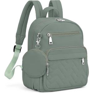 SYTRAH Mini Backpack for Women Small Backpack Purse, Anti Theft Backpack Waterproof Lightweight Puffer Back packs for Travel, Work with Coin Purse Green