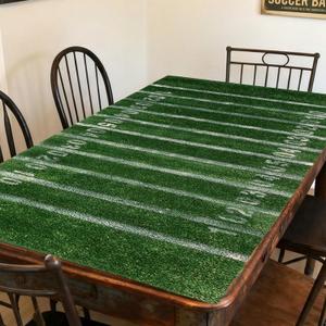 Moukeren 71 x 30 Inch Football Tablecloth Artificial Grass Party Decorations Football Table Cover Mat Fake Grass Turf Game Day Party Decorations, Sports Theme Tabletop Mat