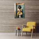 Bathroom Decor Wall Art Funny Black Poodle Dog in Toilet Reading Newspaper Canvas Print Poster pictures Pet Lover Gift Home Decor Dog Theme Room Aesthetics Humorous 12x18inch Unframed