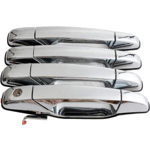 Exterior Chrome Door Handle 4 PCS Front Rear Driver & Passenger Compatible with 2007-2014 Cadillac Escalade Chevy Avalanche Silverado Suburban GMC Sierra Yukon OE # 22738722 22738721 20828258