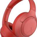 Riwbox Hybrid Active Noise Cancelling Headphones, Wireless Over Ear Bluetooth Headset, 60H Playtime, HighFidelity, Foldable, Comfort&Immersion for Work/Commuting (Red)