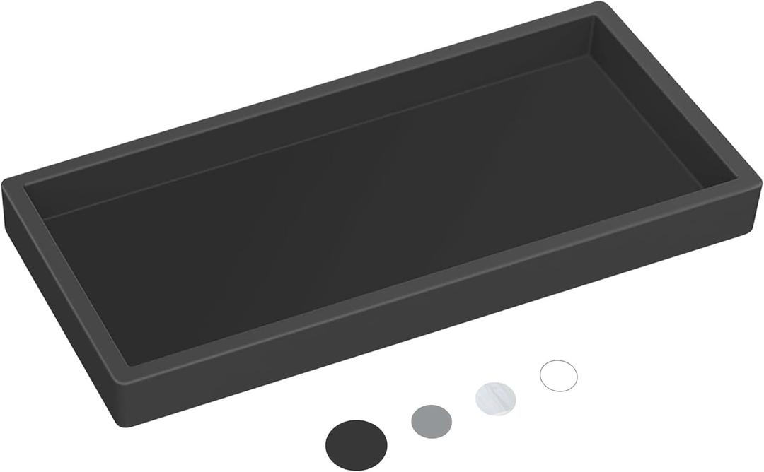Silicone Countertop Tray  Small 7.8" Bathroom Vanity Organizer for Soap Dispenser, Lotion Bottles, Perfume, Candles, Keys  Shatterproof Sink Tray (Single - Small (7.8" x 3.9" x 0.8"), Black)
