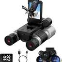 Binoculars with Camera and Night Vision - 12x42 Digital Binoculars with 2.4" IPS Screen, 7 IR Modes for 200-300m in Darkness, for Adults Bird Watching, Hunting, Camping - Includes 32GB Card (Black)