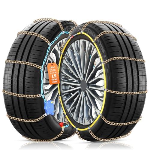 DEDC Auto Lock Snow Tire Chains,50s Quick Easy,Enhanced Manganese Steel Alloy,Endurance Life 650 Mi,Icy Snowy Road Tire Traction for Car and SUV 225 235 245 255 275 Set of 2 (LS1520)