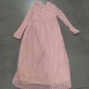 Women's Midi Long Sleeves Maxi Pink Sparkly Dress, XL