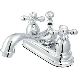 Kingston Brass KS3601AX Restoration 4-Inch Centerset Lavatory Faucet with Metal Cross Handle, Polished Chrome