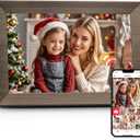 Frameo 10.1" Digital Picture Frame with 32GB Memory Wood WiFi Electronic Photo Frame 1280 x 800 IPS Touch Screen Auto-Rotate Slideshow Wall Mountable Share Photos/Video Remotely Anywhere