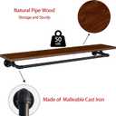 Clothes Rack 36in, Wall Mounted Garment Rack with Real Walnut Wood Shelf, Heavy Duty Hanging Clothes shelf, Multi-Purpose Hanging Rod, Space-Saving Closet Storage (Walnut, 1T36IN)