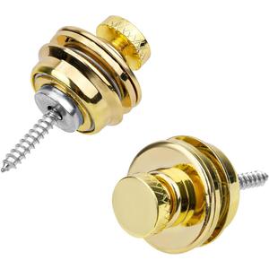 2 Pcs Guitar Strap Locks, Metal Guitar Strap Button Easy to Install Guitar Strap Fastener Guitar Strap End Pins for Bass Ukulele Acoustic Classical Electric Guitar Accessories (Gold)
