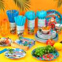 Weewooday 400 Pcs Mele Kalikimaka Tropical Christmas Party Tableware Set