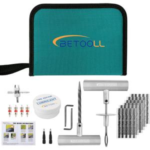BETOOLL 44pcs Tire Repair Kits,Tire Plug Repair Tools for Car, Motorcycle, Jeep, RV, ATV,SUV, Truck, Trailer,Tractor, Lawn Mower (05- 44pcs (Classic Green))