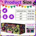 4FT 80s 90s Theme Party Tablecloth, 80s 90s Decorations for Back to 80s 90s Hip Hop Birthday Party