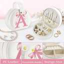 Travel Jewelry Case Organizer for Women  Small Portable Jewelry Box for Rings, Earrings, Necklaces  Personalized Initial Jewelry Holder with Bow Design, Mini Jewelry Storage Gift