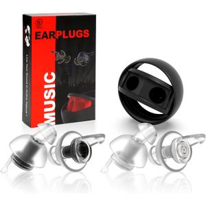 LYSIAN High Fidelity Ear Plugs for Concerts - Reusable Noise Cancelling Concert Earplugs for Musicians, Motorcycle, Music Festival, Games, DJ, Drumline-2 Pairs Valued Pack