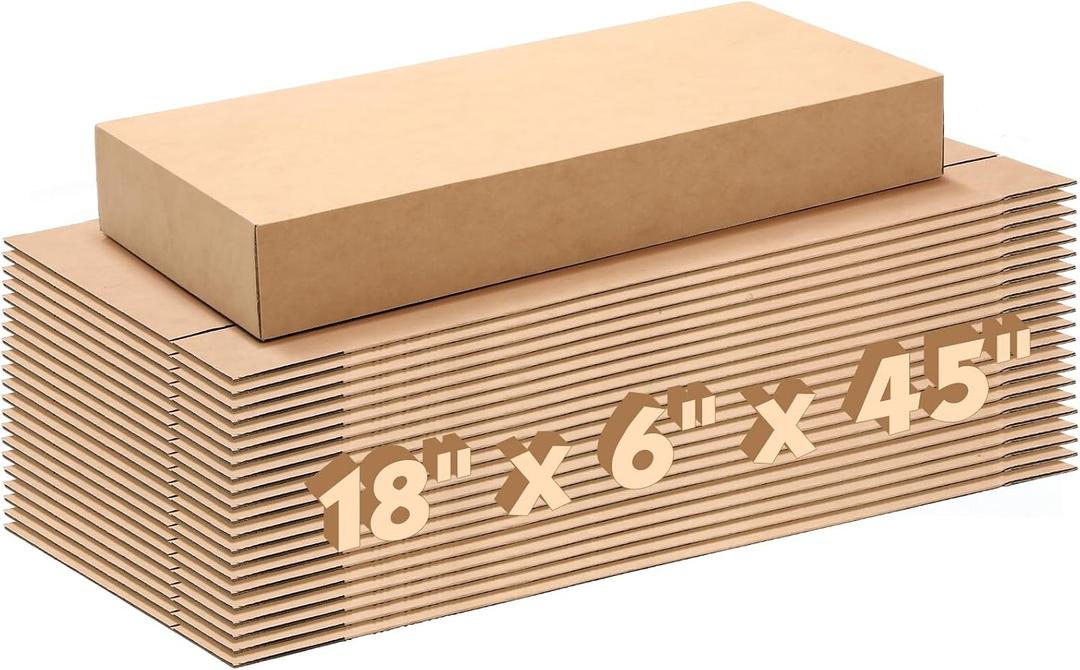 Marspark 10 Pcs Guitar Shipping Moving Box 18" x 6" x 45" Large Side Loading Corrugated Cardboard Boxes for Guitar Packing Shipping Mailing and Storage