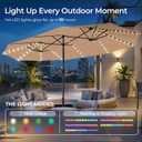 SUPERJARE 15ft Large Patio Umbrella with Base included, Double Sided Outdoor Umbrella with Solar Lights, Pool Umbrella with Fade Resistant Canopy for Deck, Porch, Yard, Balcony, Beige