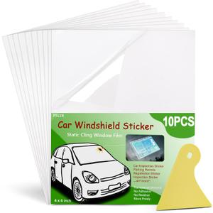 4"×6" Transparent Windshield Sticker Applicator, Waterproof Car Window Sticker for Easy Application, Static Cling Window Film for Car Windows & Other Smooth Surfaces (10pcs)