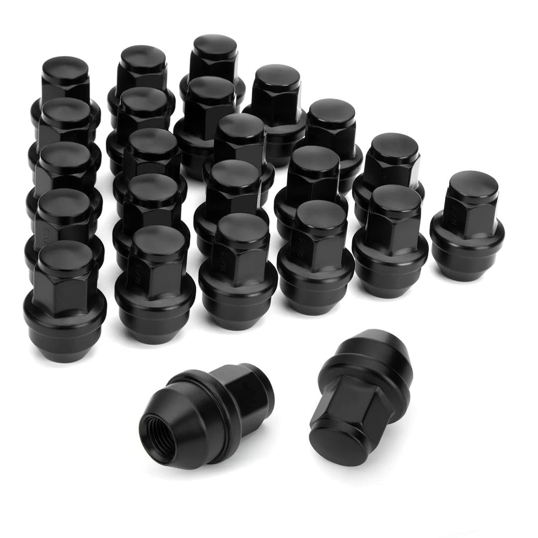 Dynofit 14x1.5 OEM Lug Nuts for F150 2015-2024, 24pcs One-piece Stock Lugnuts Compatible with Ford Expedition F-150 Lincoln Navigator 2016-2018/2019-2024, 14mmx1.5 Factory Tuner Nuts Replace OE#611008 (Black)