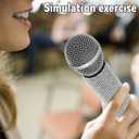 2 x Fake Microphone Prop Plastic Play Microphone Glitter Silver Rhinestone Microphone Prop Microphone For Disco Stage Party