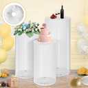Thickened PVC Cylinder Pedestal Stands 3Pcs with Free Weighted Water Bag - White Round Pedestal Stand for Wedding, Birthday, Babyshower Decoration 35.4''(L),29.5''(M),23.6''(S)