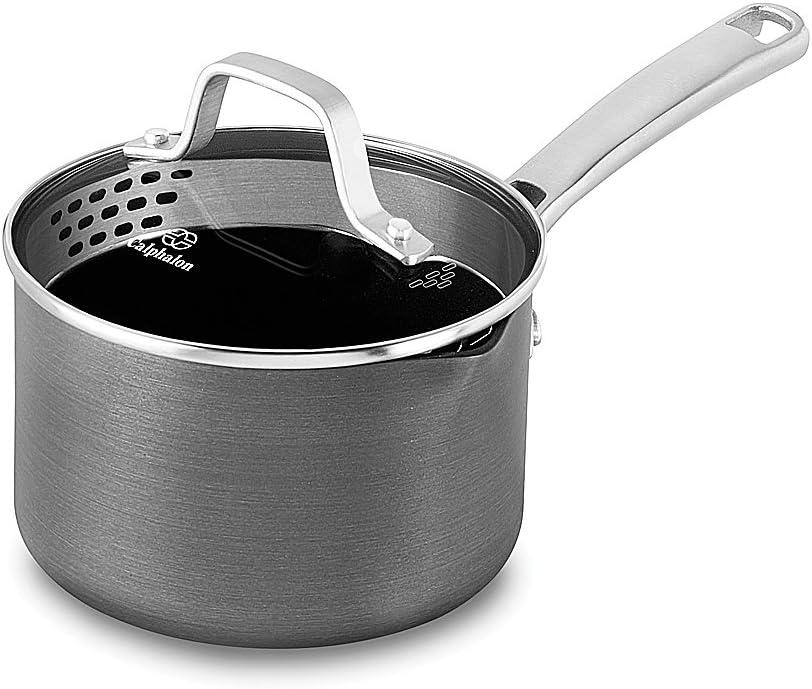 Calphalon Classic Nonstick Sauce Pan with Cover, 1.5 quart, Grey (Gray)