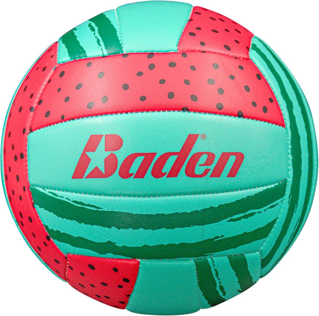 Baden | Fun Design | Official Size & Weight Indoor & Outdoor Volleyball | Bright & Beachy! Soft Touch Synthetic Leather, Durable Stitching |All Ages & Skill Levels (Watermelon)