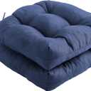 IPYNBAP Outdoor Chair Cushions Set of 2, Patio Chair Cushions with Ties, 19x19+5 Tufted Outdoor Seat Cushions, Waterproof Patio Furniture Cushions, Outdoor Dining Chair Pads, Navy, 19*19+5/2pcs