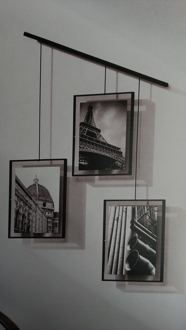 Umbra Exhibit Wall Frame with Metal Rod for Hanging-Rimless Design-Suitable for Living Room, Bathroom, Bedroom, Entryway and More, Black 8" x 10"