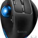 MAM1 Pro Wireless Trackball Mouse, Ergonomic Bluetooth Rechargeable Computer Mouse, Backlit Rollerball Thumb mice with 5 Level DPI, Adjustable Angle, 3 Devices Connection for PC, Windows - Blue Ball