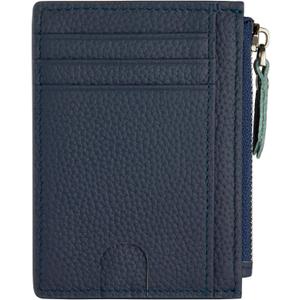 ilovever Slim Wallet for Women Small Leather RFID Blocking Credit Card Holder Minimalist Wallet with Coin Purses & Pouches, S Deep Blue