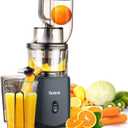 Juicer, Slow Masticating Juicer, Cold Press Juicer Machine Easy to Clean, Higher Juicer Yield and Drier Pulp, Juice Extractor with Quiet Motor and Reverse Function, Easy Clean, Large