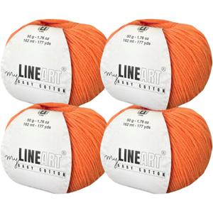 Baby Cotton Yarn, 55% Cotton 45% Acrylic, Fine (2) for Crochet and Knitting 4x1.76 Oz (4x50g) / 4x177 Yrds (4x162m), Soft Yarn, Amigurumi Yarn