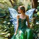 Fairy Wings for Adults Women 31.5"x29.5" Fairy Costume Set Large Butterfly Wings for Halloween Party (Blue)