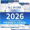 KIKIGO 2026 Pennsylvania State & Federal Labor Laws Poster OSHA Bilingual Poster, 24 x 36 inches