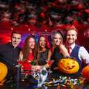 RoundFunny 3.3 ft Halloween Cotton Cloud for Ceiling Artificial Cloud Prop Decoration Hanging Decor with LED String Light for Holiday Party Room Stage Magic Horror School Classroom Supplies