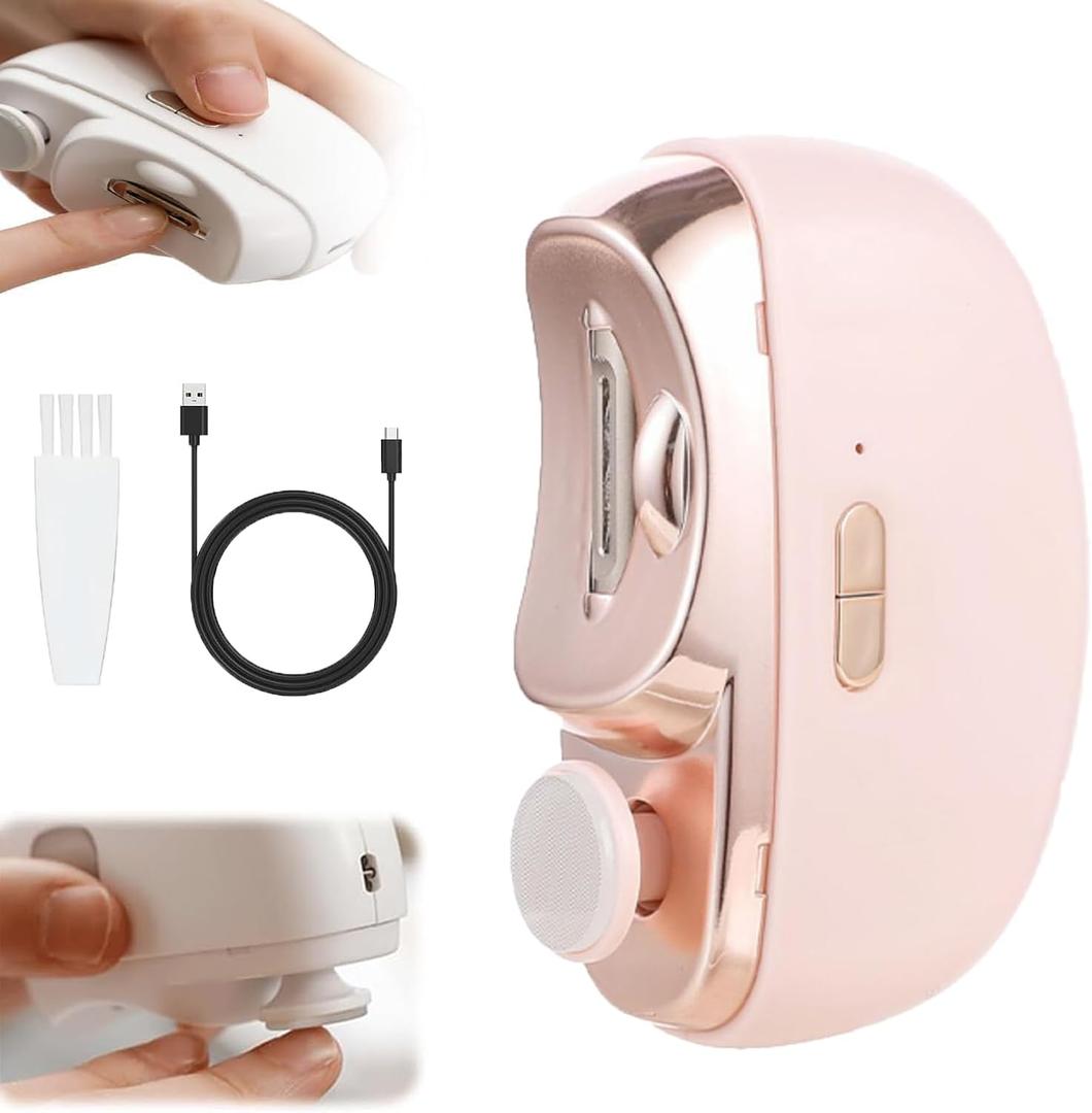 Electric Nail Clippers for Seniors, 2-in-1 Electric Nail Clippers, Rechargeable Silent with LED,Built-in Collector, Portable Nail Clippers, Suitable for AllPink-1PC