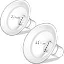 PumpMom-us 21mm Soft Rim Flanges Compatible with Medela Breast Pump PersonalFit, Freestyle, Maxflow, Freestyle Flex Swing Maxi Connectors, Replace 21 Flange Accessories with Wider Opening Angle