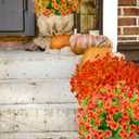 Artificial Flowers for Outdoors, Fall Mums UV Resistant for Thanksgiving Days, Fall, Home Decoration12 Bundles, Orange Green
