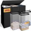 195L Laundry Hamper 3 Section,Large Laundry Hamper with Lid,Dirty Clothes Hamper with 3 Inner Bags,Collapsible Laundry Basket Organizer for Laundry Room,Bedroom,Laundry Sorter Hamper 3 Compartment (Black)