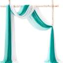 TINGE TIME 3 Panels Wedding Arch Draping Fabric, 30" x 20ft Dark Teal Chiffon Fabric Drapery Sheer Backdrop Curtain for Weddings Ceremony Party Decoration, Wedding Arch Drapes for Weddings Ceremony (Deep Teal Green)