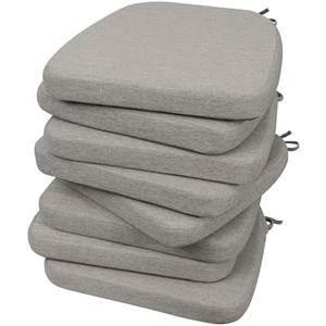 AAAAAcessories Chair Cushions for Dining Chairs, 17 x 16 x 2 in, Set of 8 | Kitchen Chair Pads, Seat Cushions with Featuring Ties, Removable, Machine-Washable, Anti-Slip Covers, Khaki Gray