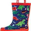 Lone Cone Kids Rain Boots for Girls & Boys  Waterproof Natural Rubber Toddler Rain Boots with Non-Slip Outsole & Easy Pull Handles  Solid, Pattern & Glitter Designs (10 Toddler, Puddle-a-saurus Dinosaur)