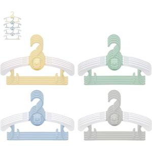 JSF Adjustable Baby Hangers, 20pcs Toddler Kids Child Nursery Closet Hangers - Non-Slip, Extendable, Ideal for Newborn Clothes (Colourful Bear Design) (20PACK, 4 Colors)
