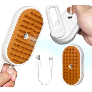 Cat/Dog Brush for Shedding - Steam Brush with Water, Hair Comb and Steamer for Pet Grooming (NEW WHITE)
