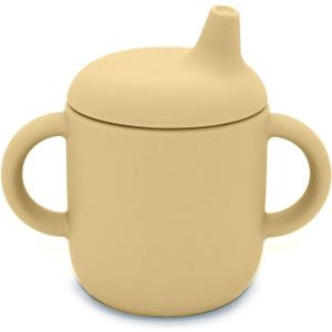 Nouka Non-Spill Sippy Cup | 100% Food-Grade Silicone | Easy Grip Double Handles | Non-Slip & Soft | Dishwasher Friendly | Butter | Size 6 Oz