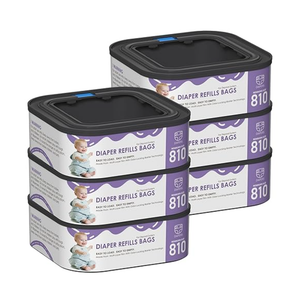 Jumbo Square Refills Disposal Bags Refill Compatible with Diaper Genie Compact, Select and Classic Pails, Hold Up to 810 Newborn-Sized Diapers Per Refill, Pack of 6