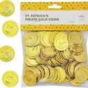 3 x The Dreidel Company St. Patrick's Pirate Gold Coins (50 Pack) Novelty Party Favors, Plastic Gold Coins Bulk (50 Gold Plastic Coins)