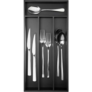 Silverware Organizer Small Bamboo Kitchen Drawer Organizer Utensil Organizer Silverware Holder Cutlery Organizer in drawer Flatware Organizer Tray (Black 4 Slots)