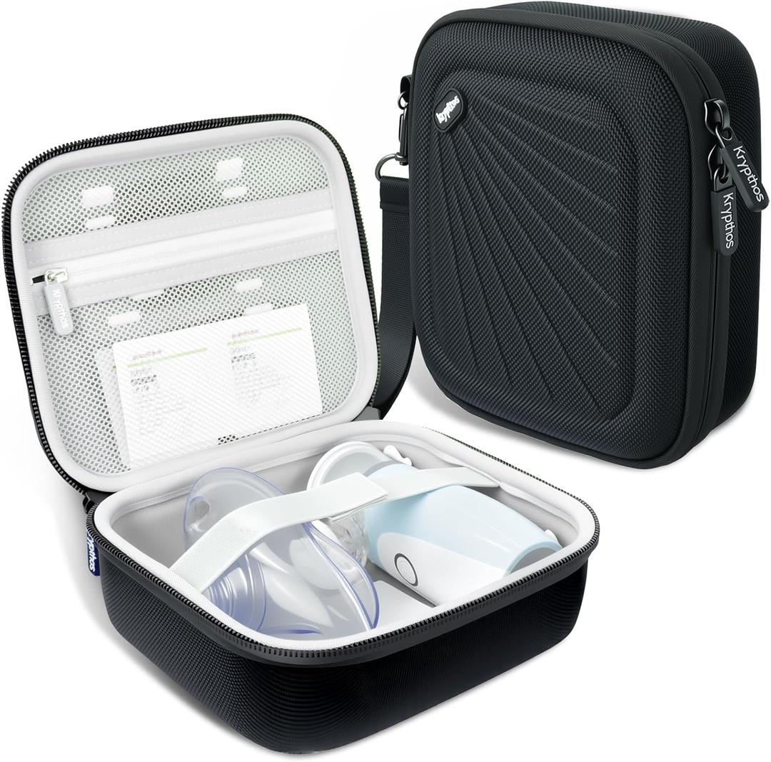 Krypthos Carrying Case Compatible with Compact Portable Handheld Inhaler Nebulizer or Asthma Inhaler for Adults and Kids, Inhaler Spacer Bag, Compact Medical Holder Case (Black)
