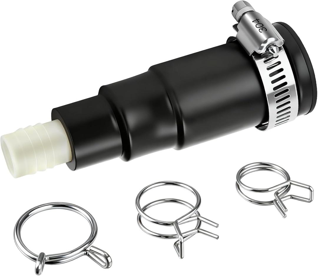 Dreyoo 1 Set Dishwasher Drain Hose Adapter Compatible with Insinkerator Garbage Disposals, Dishwasher Hose Connector Include Inlet Connector, Clamp and Spring Clamps